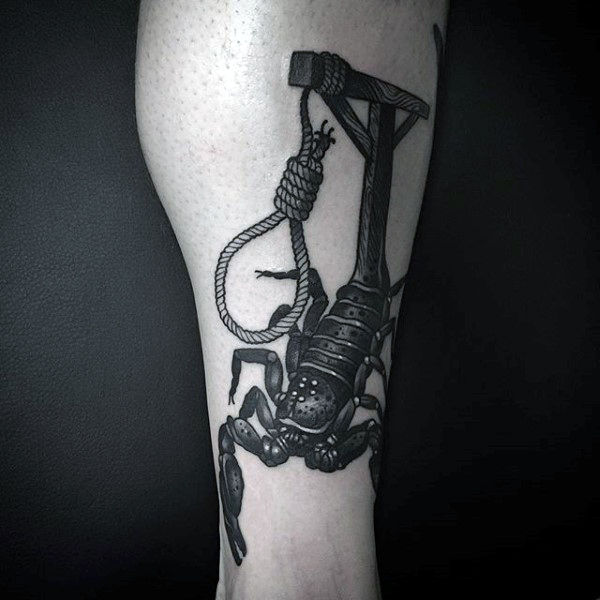 Scorpion Noose Mens Leg Tattoo