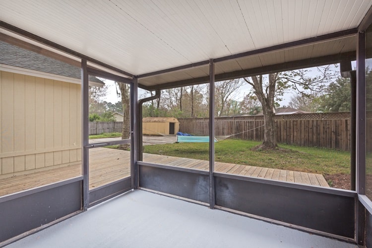 screened porch with outdoor deck