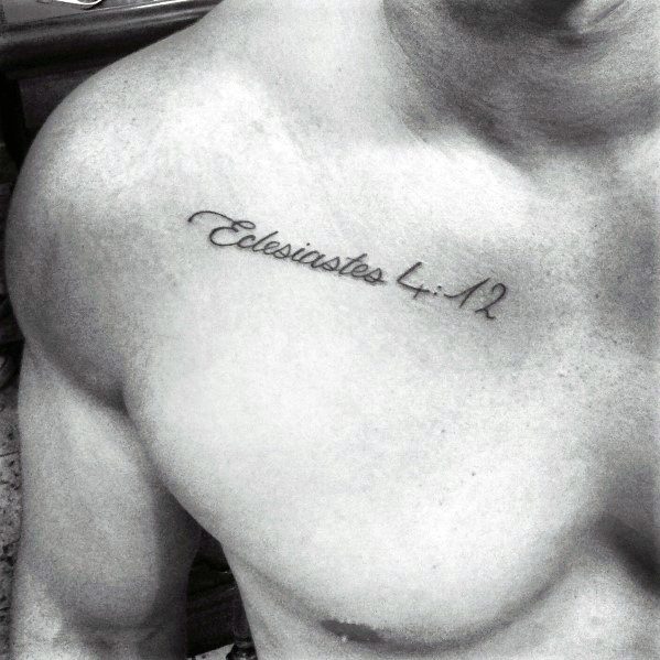 Script Simple Chest Mens Text Tattoo Design Ideas