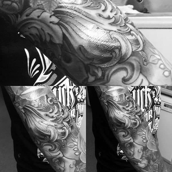 Scroll Gentlemens Elbow Tattoo Designs