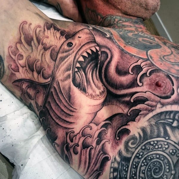 Sea Creature In Sepia Tattoo Male Armpits