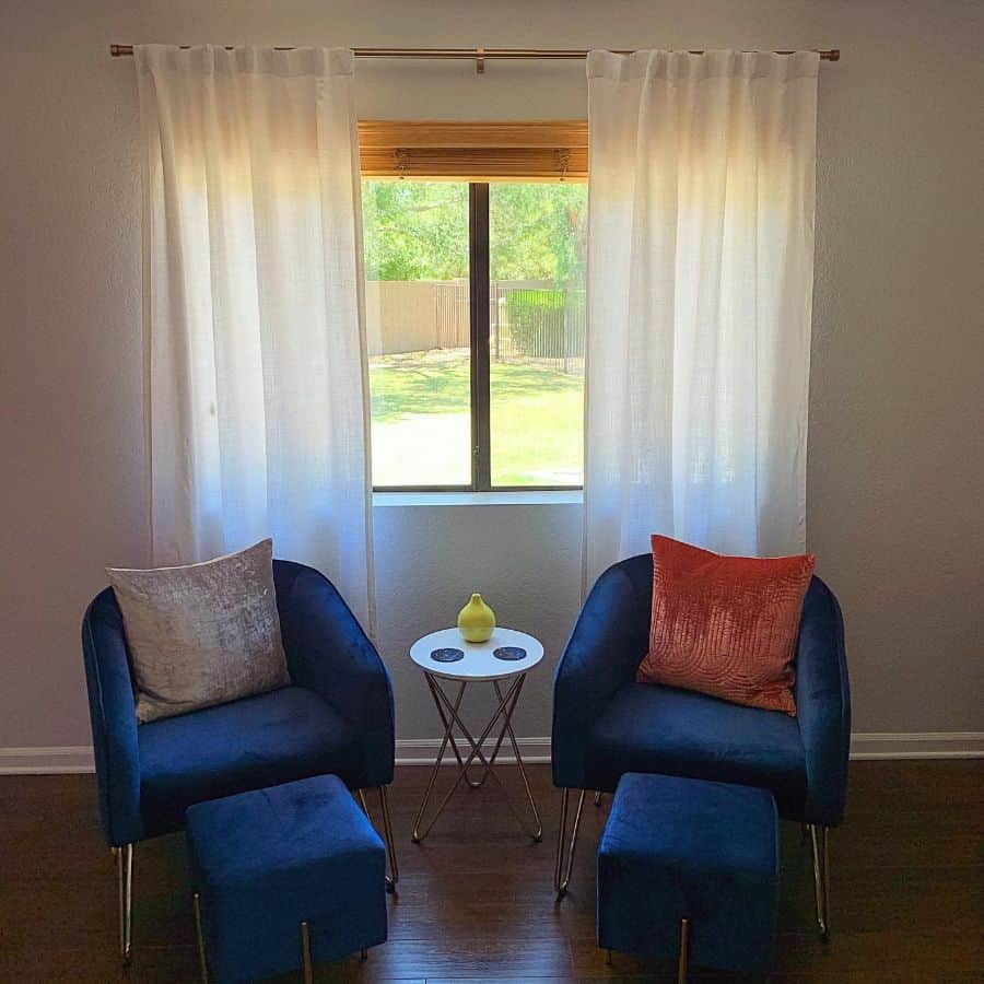 simple blue chairs with footrests