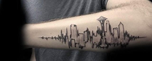 Seattle Skyline Tattoo Designs For Men
