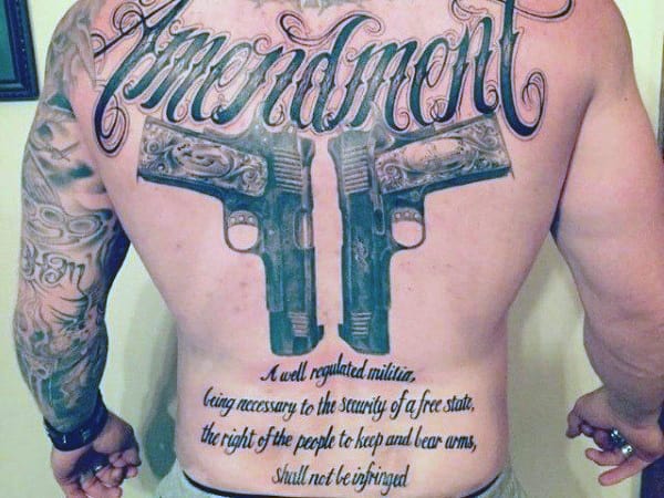 Second Amendment We The People Mens Back Tattoo