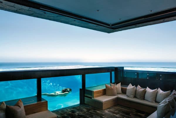 See Through Glass Home Swimming Pool With Lounge