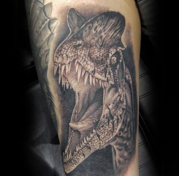 Seething Grey Dinosaur Tattoo Forearms