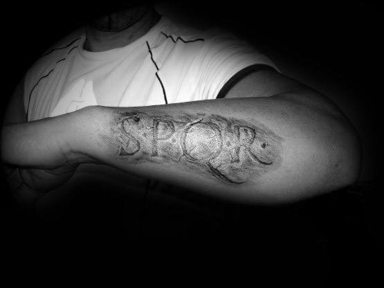 Senatus Populusque Romanus Spqr Mens Stone Outer Forearm Tattoos