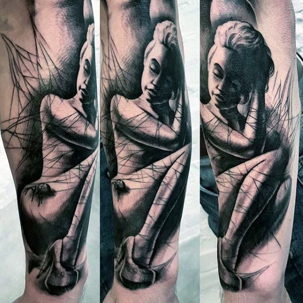 Sensual Lady With A Spider Tattoo Design On Legs For Guys