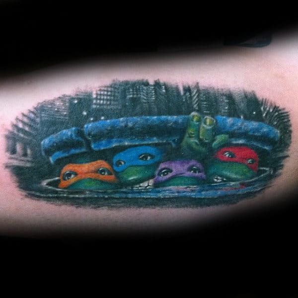 Sewer Teenage Mutant Ninja Turtle Mens Inner Arm Bicep Tatotos