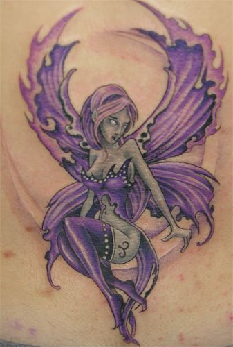 Sexy Girl Colored Fairy Tattoo