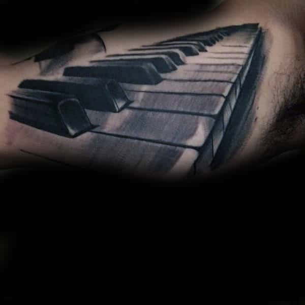 Shaded 3d Piano Male Tattoo Design Inspiration