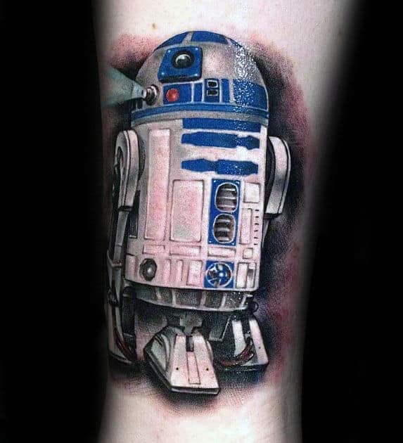 Shaded Background Rd2d Mens Forearm Tattoos