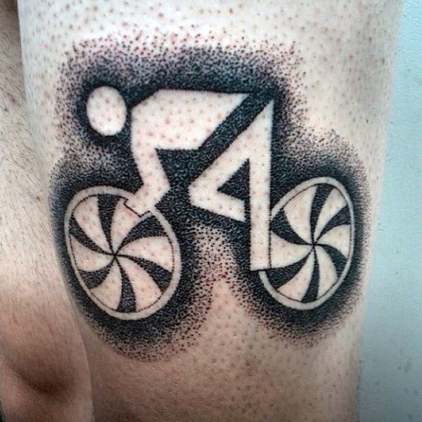 Shaded Bicycle Tattoo Male On Thighs