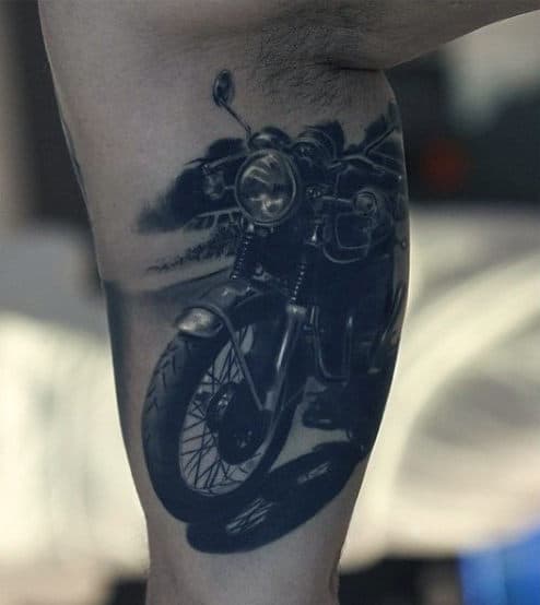 Shaded Biker Arm Tattoos For Male