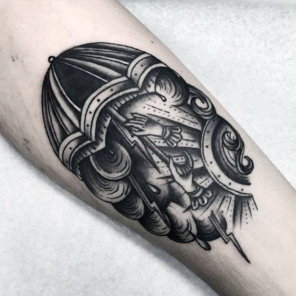 Shaded Black And Grey Inner Forearm Male Cool Umbrella Tattoo Ideas