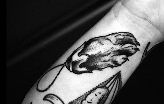Shaded Black And Grey Wrist Male Cool Rabbit Foot Tattoo Ideas
