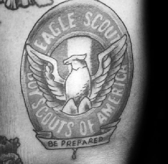 Shaded Boy Scouts Of America Mens Eagle Scout Arm Tattoo Designs
