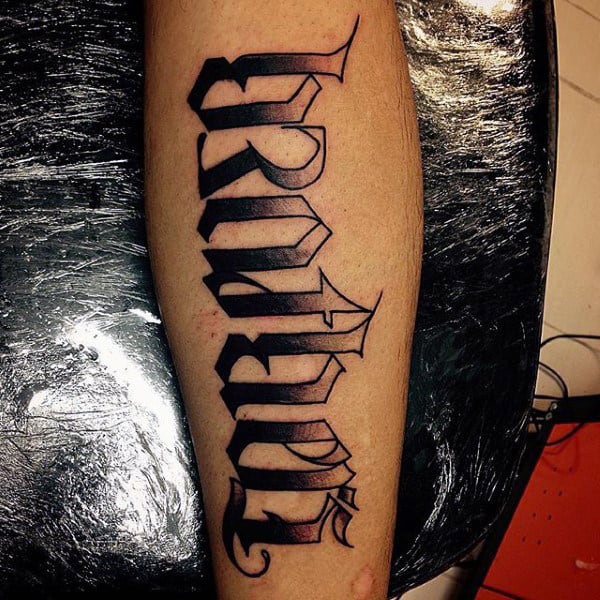Shaded Brother Ambigram Male Tattoos On Arm