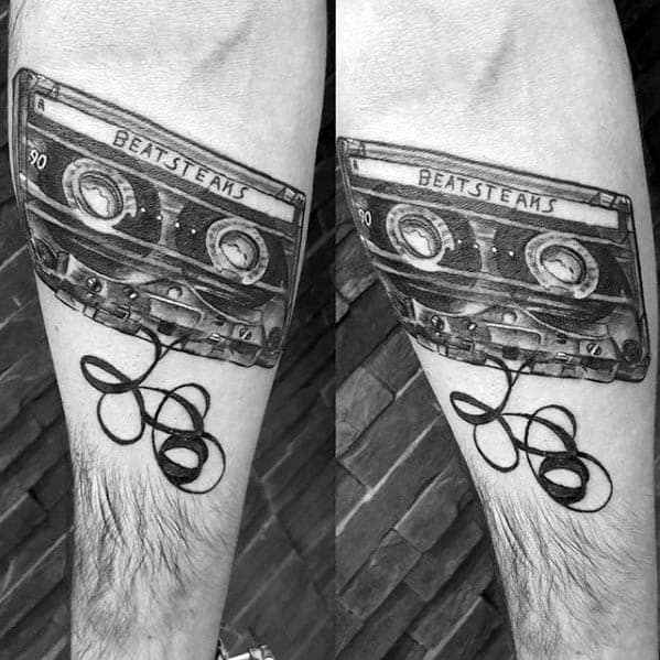 Shaded Cassette Tape Inner Forearm Tattoos For Guys