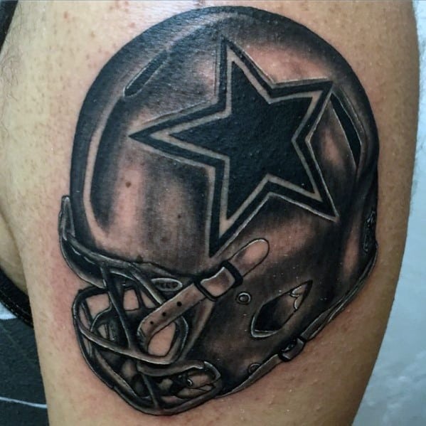 Shaded Dallas Cowboys Football Helmet Mens Arm Tattoo
