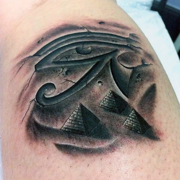 Shaded Eye Of Ra Mens Small Pyramid Tattoo Designs