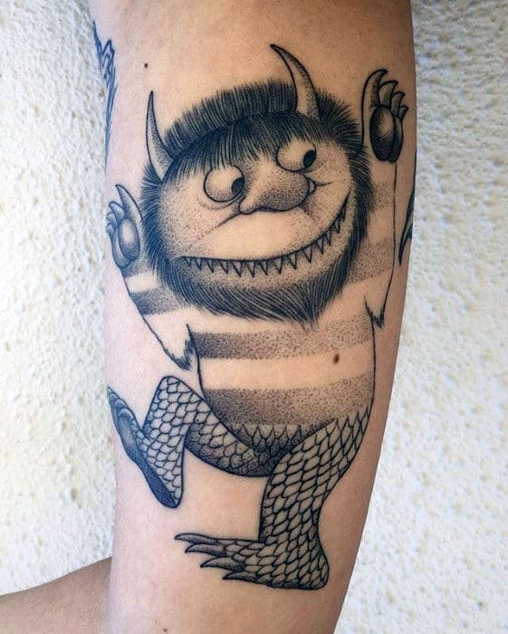 Shaded Guys Where The Wild Things Are Outer Arm Tattoos