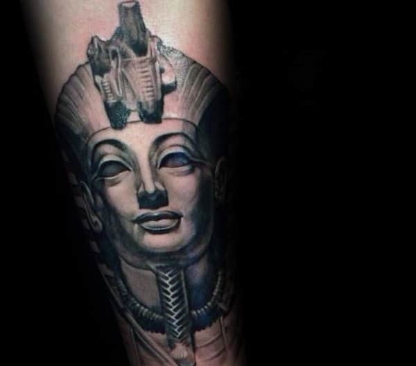 Shaded King Tut Male Tattoo Inspiration On Forearms