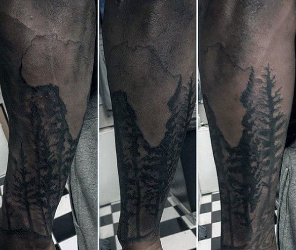 Shaded Outer Forearm Forest Tattoos For Males