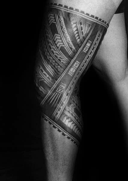 Shaded Polynesian Male Tribal Tattoos