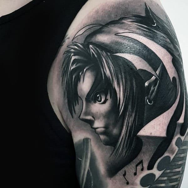 Shaded Realistic Upper Arm Male Zelda Tattoos