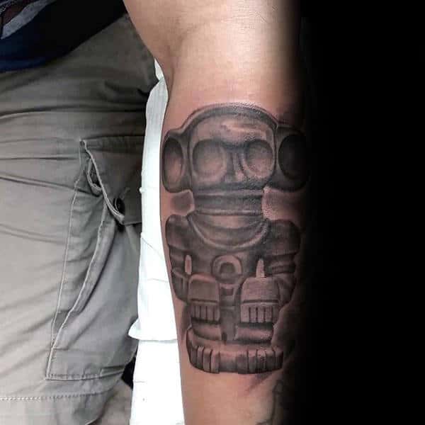 Shaded Stone Taino Shaman Forearm Tattoos For Men