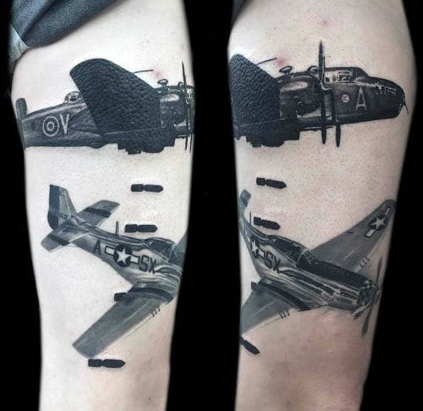 Shaded Vintage Warbird Mens Air Force Tattoos