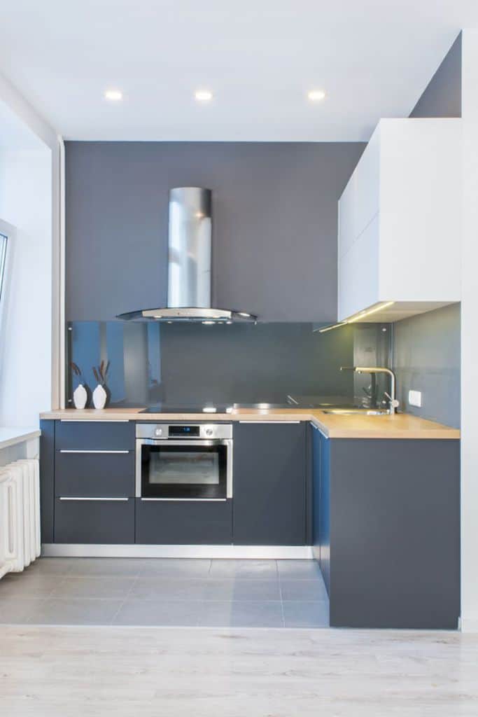 small gray cabinet kitchen