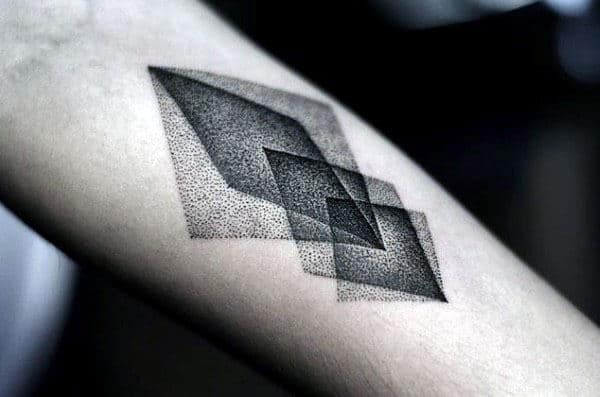 Shapes Overlaped Pointillism Mens Inner Forearm Tattoo