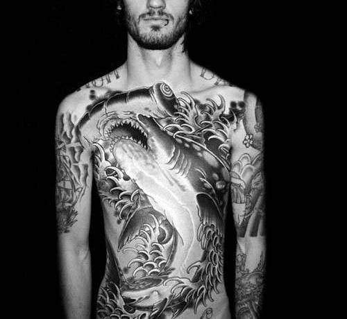 Shark Tattoo Ideas For Men On Chest