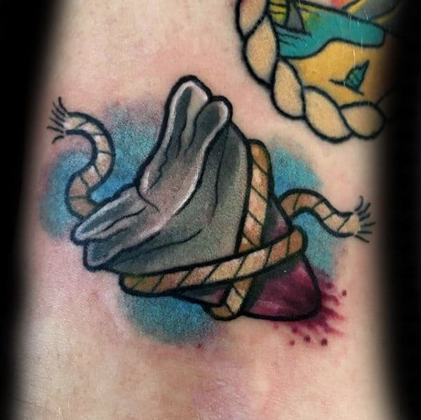 Shark Tooth With Rope Mens Arm Tattoos