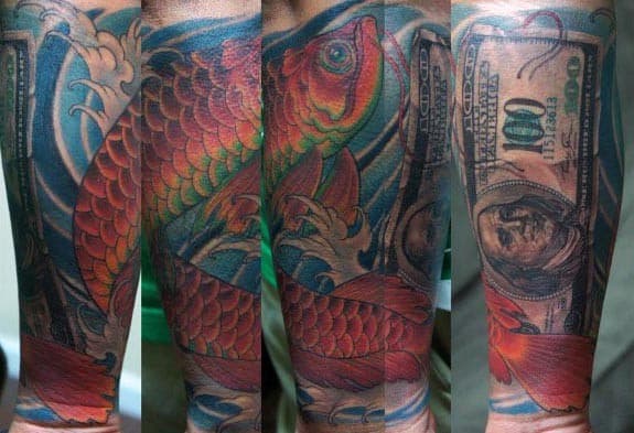 Sharp Arowana Male Tattoo Ideas Leg Sleeve