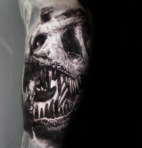 Sharp Badass Dinosaur Skull Male Tattoo Ideas