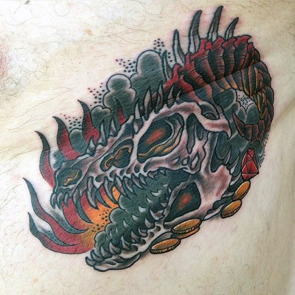 Sharp Dragon Skull Male Tattoo Ideas