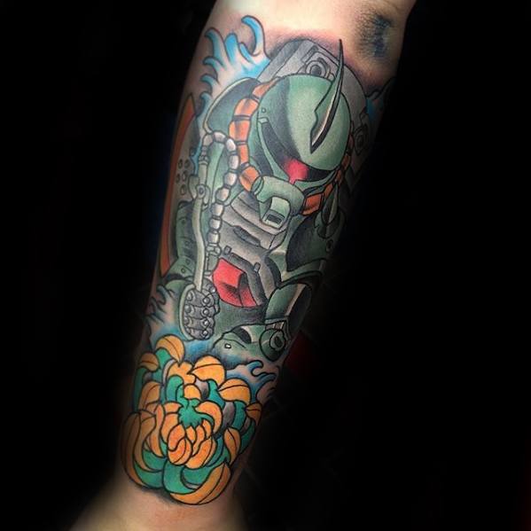 Sharp Gundam Male Tattoo Ideas Forearm Sleeve