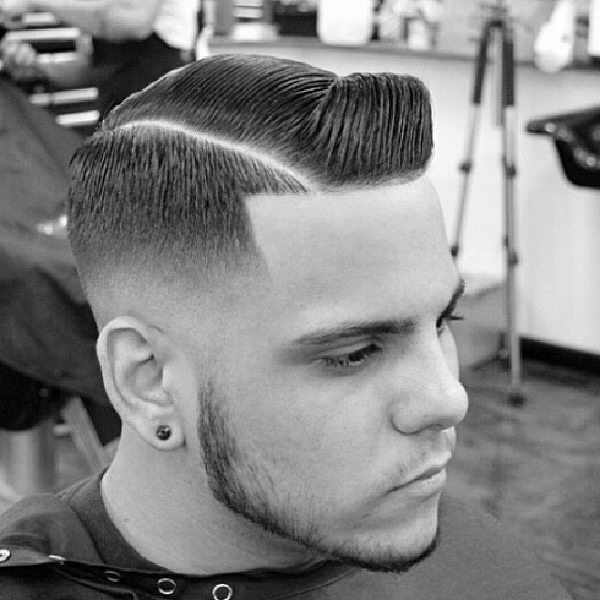 Sharp Mens Taper Fade Haircut With Hard Part