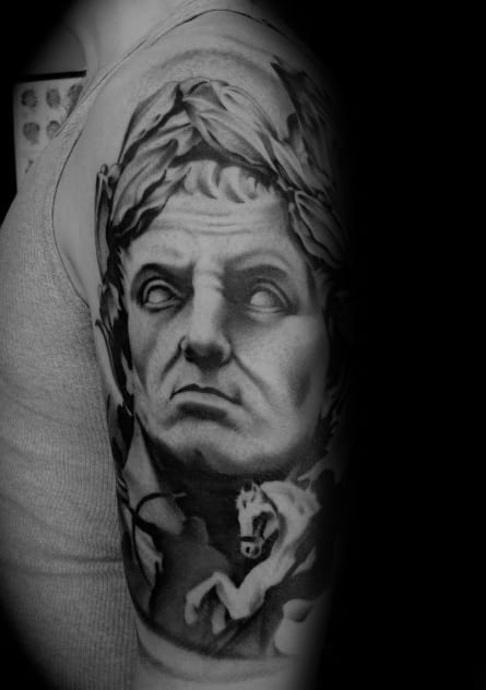 Sharp Roman Statue Male Tattoo Ideas