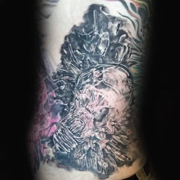 Shattered Light Bulb Mens Rib Cage Side Tattoos