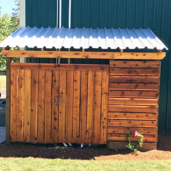 wood shed for pool equipment
