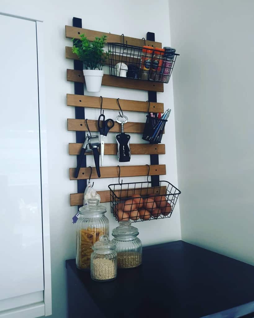 unique wall shelf storage in kitchen