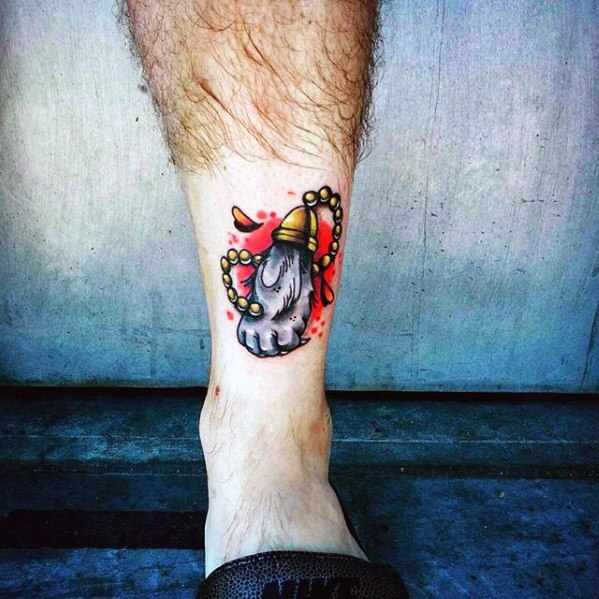 Shin Mens Rabbit Foot Tattoo Design Ideas