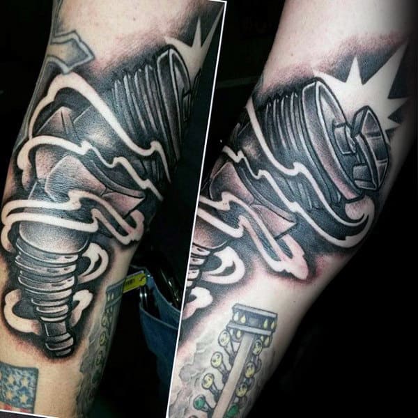 Shining Bright Metal Hot Rod Tattoo Male Forearms