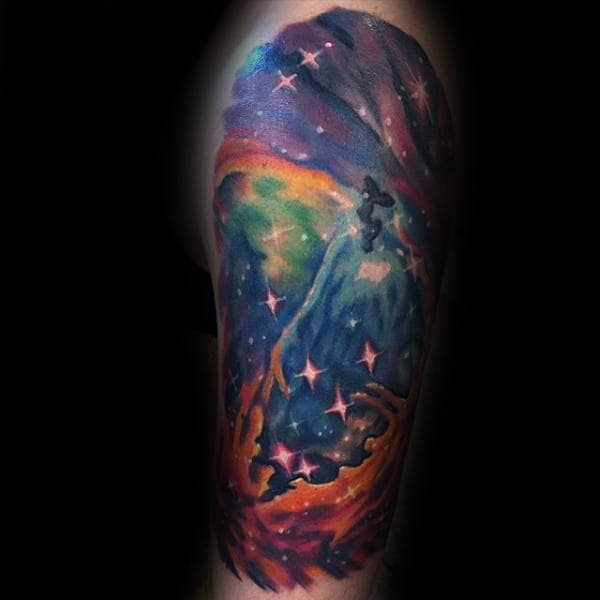 Shining Stars Astronomy Tattoo Mens Half Sleeve