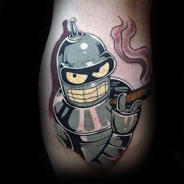 Shiny Mens Metallic Futurama Bender Tattoo