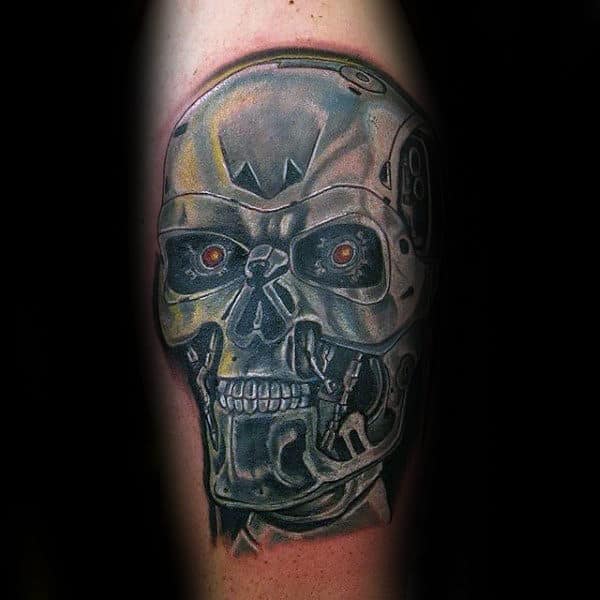 Shiny Terminator Cyborg Guys Arm Tattoos
